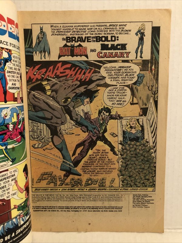 Brave And the Bold #141 Batman And Black Canary Joker Cover