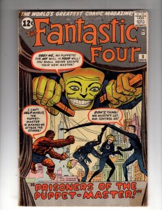 Fantastic Four #8 (1962) 1st app Puppet Master! Lee Kirby / BC-CR500-MC#22