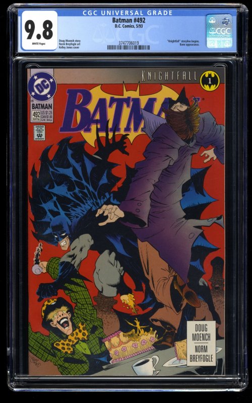 Batman #492 CGC NM/M 9.8 White Pages Knightfall Part 1!