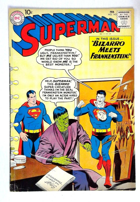 Superman #143 Bizarro Frankenstein Story DC (1961) VG