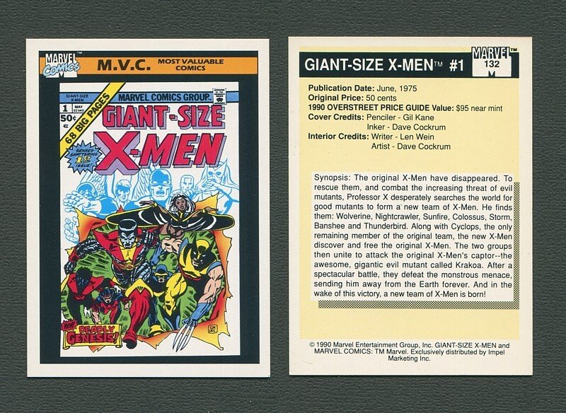 1990 Marvel Comics Card  #132 (Giant Size X-Men #1 Cover) / NM-MT+