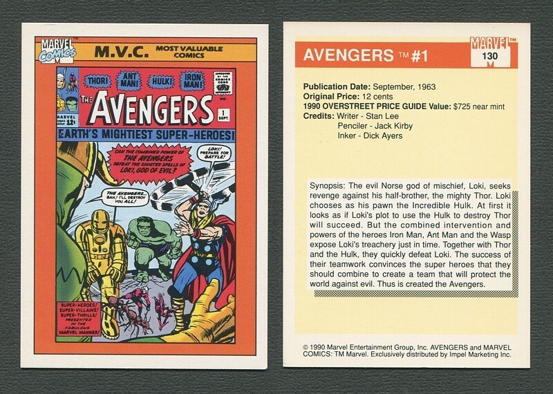 1990 Marvel Comics Card  #130 (Avengers #1 Cover) NM+