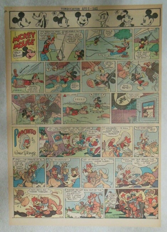 Mickey Mouse Sunday Page by Walt Disney from 4/8/1945 Tabloid Page Size