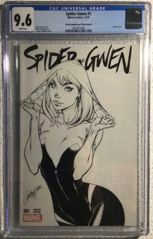 Marvel, Spider-Gwen #1, Campbell Sketch Variant, CGC 9.6, Limited, Look!