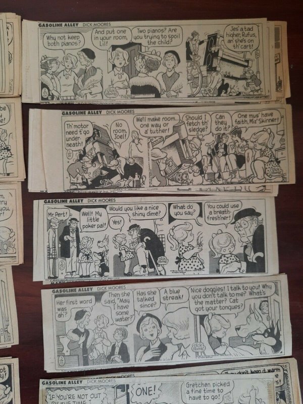 100X Gasoline Alley by Dick Moores 7 x 2.5 daily comic strips from 1980 1981 