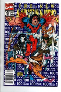 New Mutants #100 newstand - Cable - Domino - Liefeld - 1991 - VF/NM