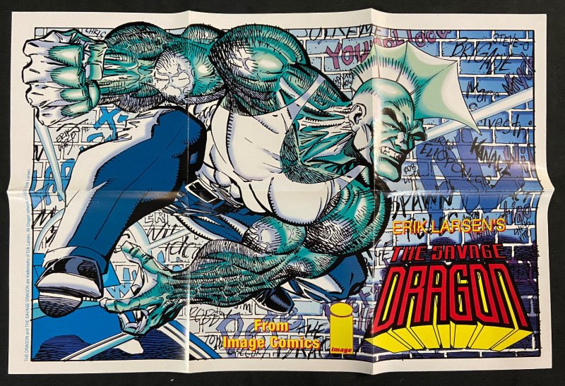 SAVAGE DRAGON FOLDED PROMO POSTER 1992 GREAT CONDITION 16 x 24 UNFOLDED