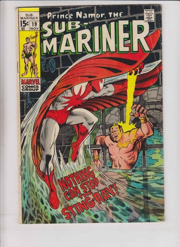 Prince Namor, the Sub-Mariner #19 VG+ november 1969 - 1st appearance of stingray