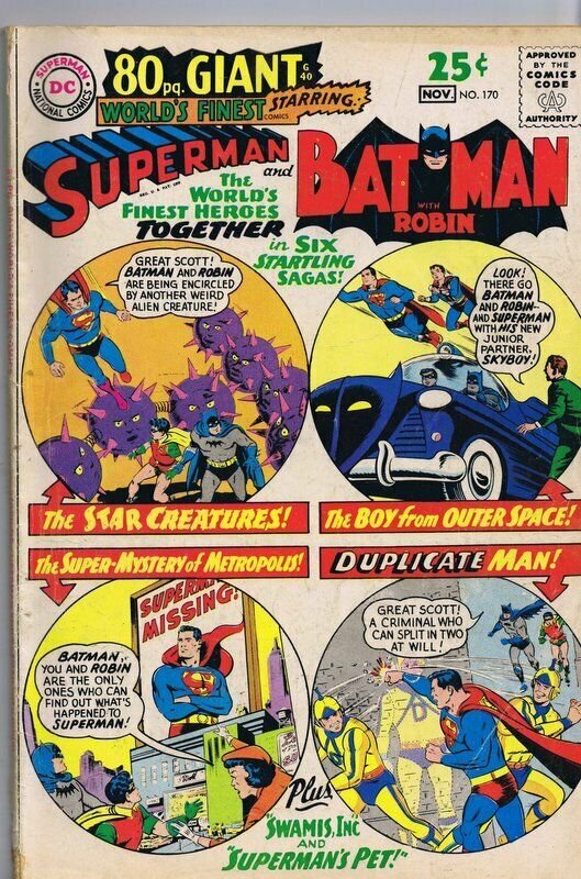 World's Finest #170 ORIGINAL Vintage 1967 DC Comics Batman Superman
