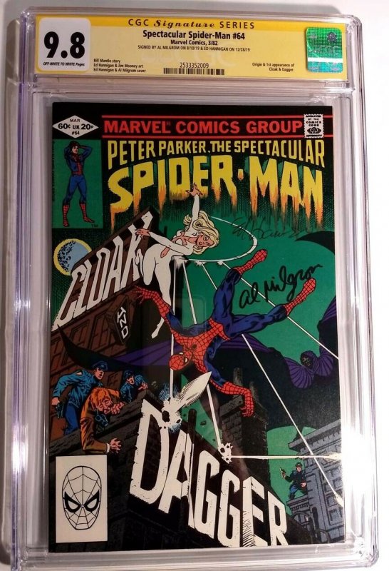 SPECTACULAR SPIDER-MAN 64 CGC 9.8 SS ED HANNIGAN & AL MILGROM 1st Cloak & Dagger