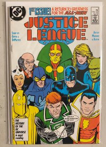 Justice League America #1 Direct DC (8.5 VF+) oddly stapled from factory (1987)