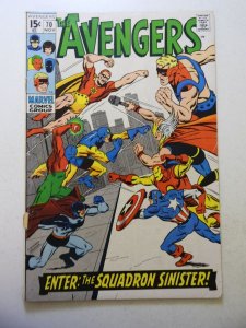 The Avengers #70 (1969) VG- Condition cover & cf detached at 1 staple