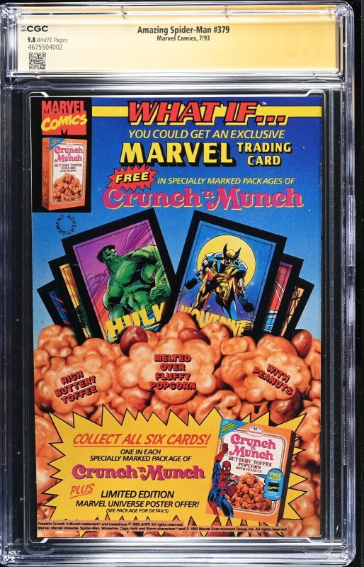 Amazing Spider-Man (1993) # 379 (CGC 9.8 SS) Signed Mark Bagley