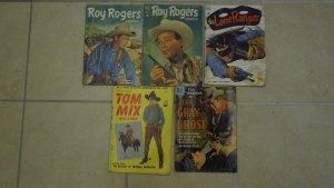 GOLDE AGE WESTERN 5 COMICS LOT-ROY ROGERS-TOM MIX-LONE RANGER-fr