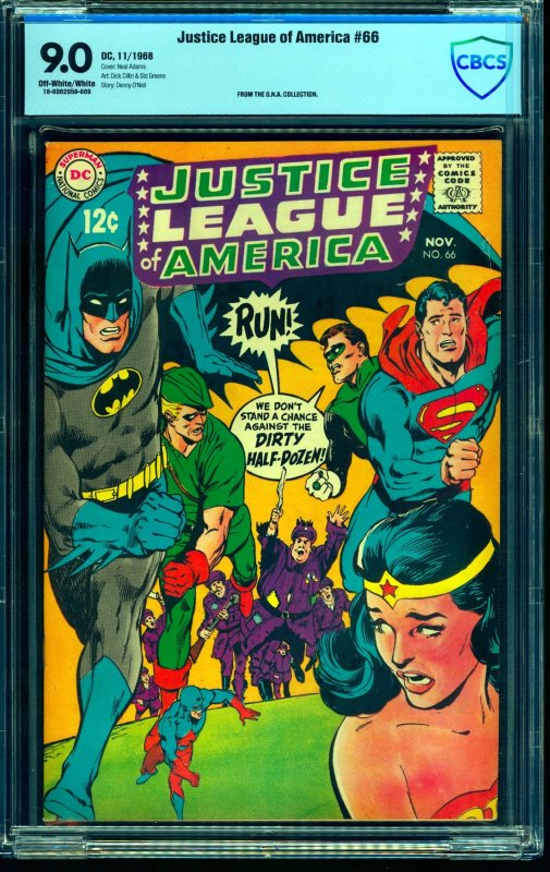 Justice League Of America #66 CBCS VF/NM 9.0 Neal Adams Cover!