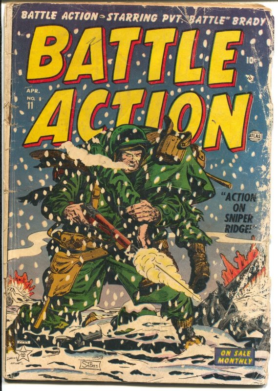 Battle Action #11 1953-Atlas-Syd Shores-Korean War stories-Battle Brady-G-