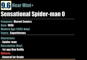 Sensational Spider-man 0 (1996) NM+ Marvel Comics 1st app Ben Reilly