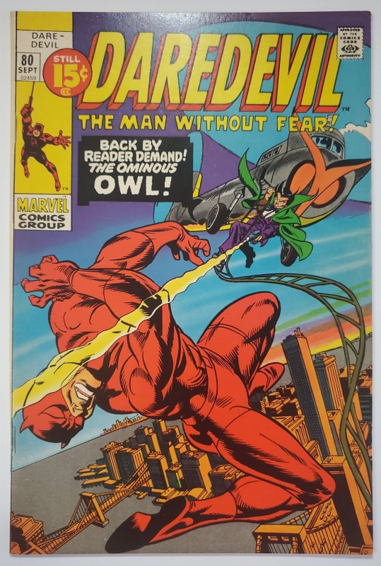 Daredevil #80 (1971) Ft Ominous Owl NM-