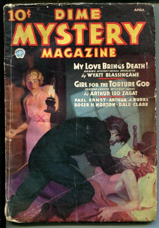 Dime Mystery 4/1936-brutal strangulation-terror-weird menace-torture-GOOD/VG