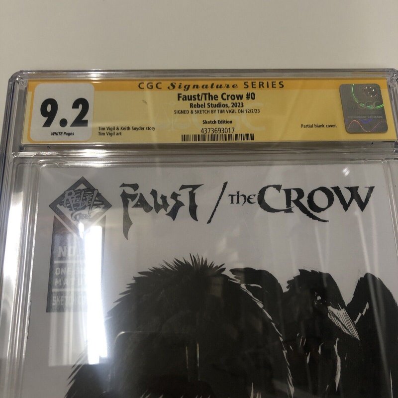 Faust Crow (2023) # 0 ( CGC 9.2)  Signed & Sketch Tim Vigil * Sketch edition