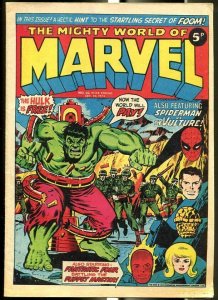 MIGHTY WORLD OF MARVEL #16 1973-SPIDER-MAN-HULK-FANTASTIC FOUR-KIRBY-UK COMIC FN