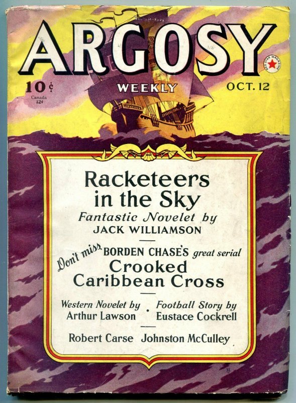 Argosy Pulp October 12 1940- Johnston McCulley- Crooked Caribbean Cross FN