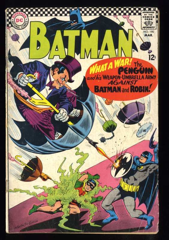 Batman #190 VG- 3.5 Penguin Cover!