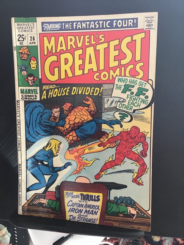 Marvel's Greatest Comics #26 (1970) mid-High-grade FF re-print book key!...