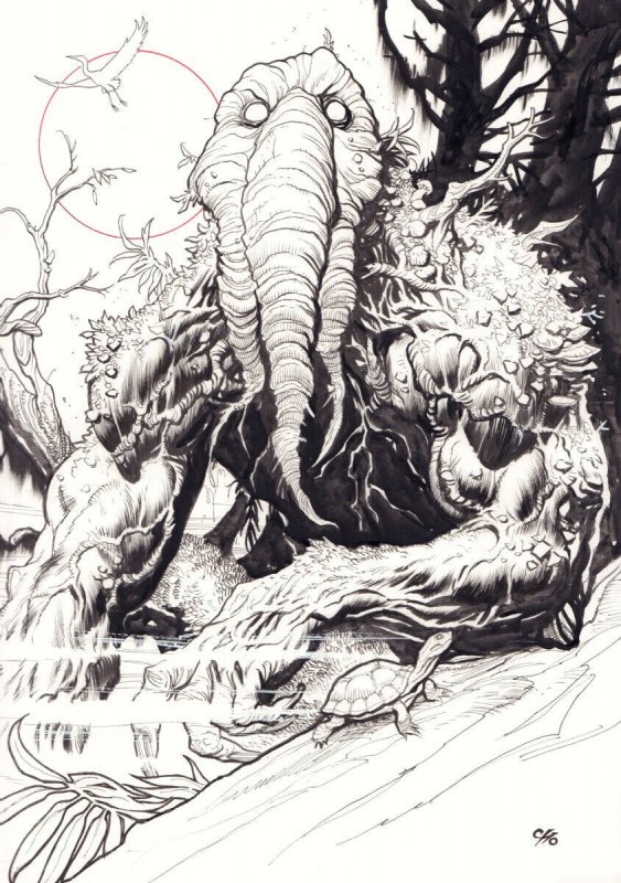 Man-Thing in the Swamp - Signed art by Frank Cho