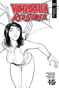 Vampirella Red Sonja #1 RI 1:10 Moss B&W Variant (Dynamite, 2019) NM