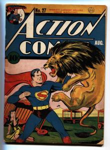 ACTION COMICS #27-Lion cover-SUPERMAN-DC GOLDEN-AGE-1940