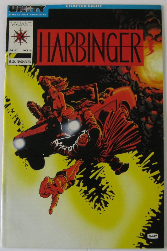 Harbinger #8 (Aug 1992, Valiant), VG-FN (5.0), Unity x-over, Miller cover art