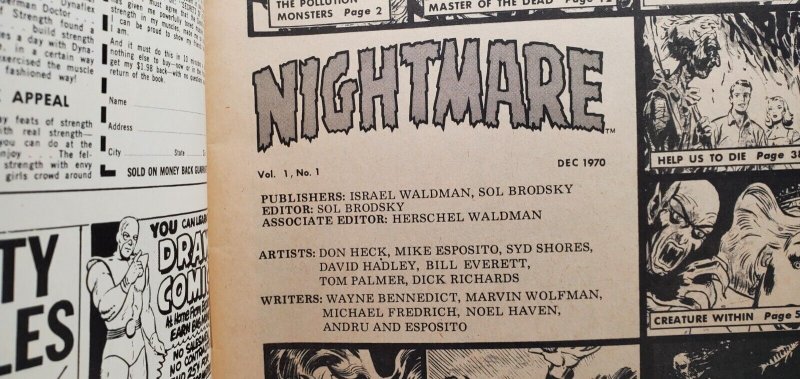Nightmare #1 Skywald Comic Magazine..Bill Everett, Don Heck & Syd Shores art