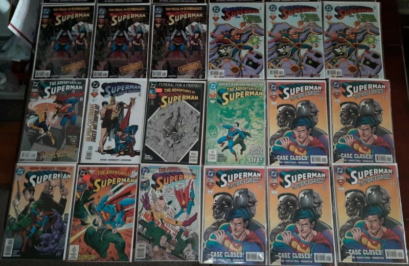 22 Lbs of 1990s & Later Superman DC comic books 117 bagged & boarded duplicates 