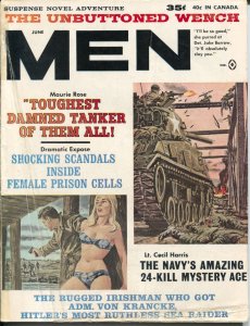 Men 6/1963-Atlas- tank attack cover-WWII-pulp thrills-cheesecake-Gil Cohen-VG