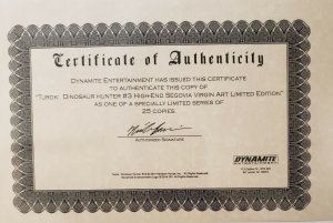 TUROK DINOSAUR HUNTER #3 STEPHEN SEGOVIA VIRGIN ART LIMITED EDITION W/COA.