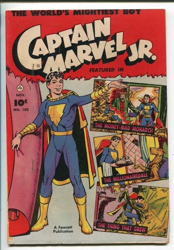 CAPTAIN MARVEL JR. #103 1951-FAWCETT-HORROR STORY-PRINTING ERROR-fn minus