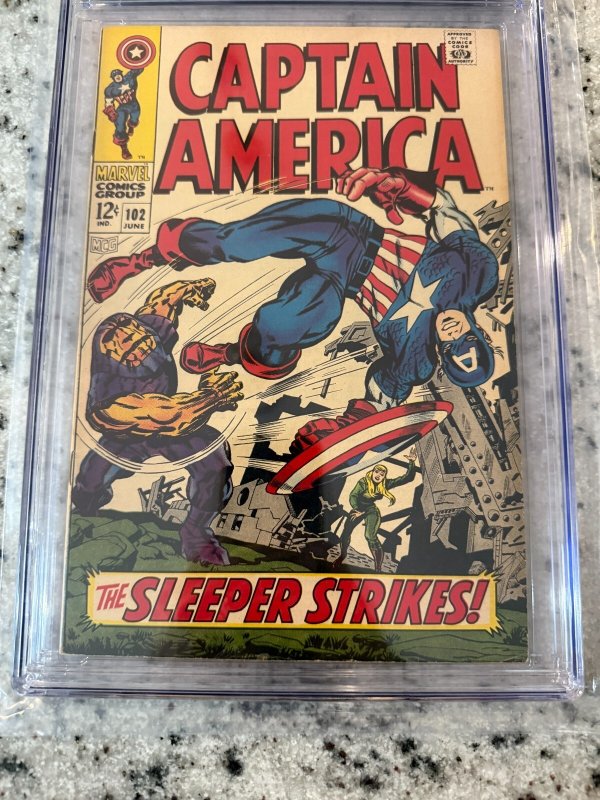 Captain America # 102 CGC Graded 7.5 Marvel Comic Book Silver Age Kirby Art JH21