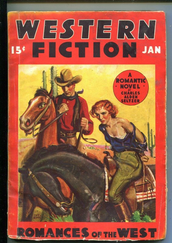 WESTERN FICTION 01/1935-1ST ISSUE-BOUND BABE-SPICY PULP THRILLS-vg