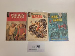 3 Gold Key Comics #144 Tarzan + #1 Wagon Train + #32 Boris Karloff 39 TJ13