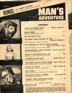 Man's Adventure March 1964- anti-cop cover- wife swapping G/VG