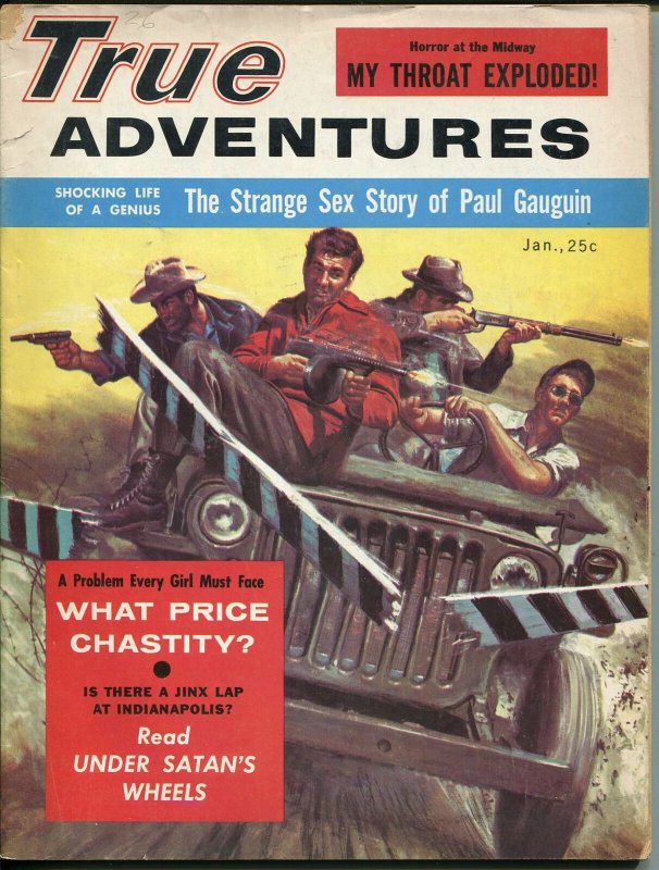 True Adventures  1/1957-Tommy Gun-Jeep-Mort Kunstler-Norman Saunders-VG