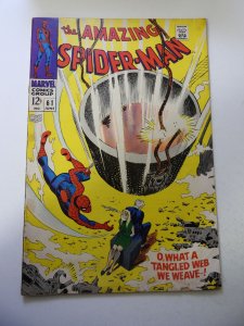 The Amazing Spider-Man #61 VG Cond CF detached at one staple moisture stains