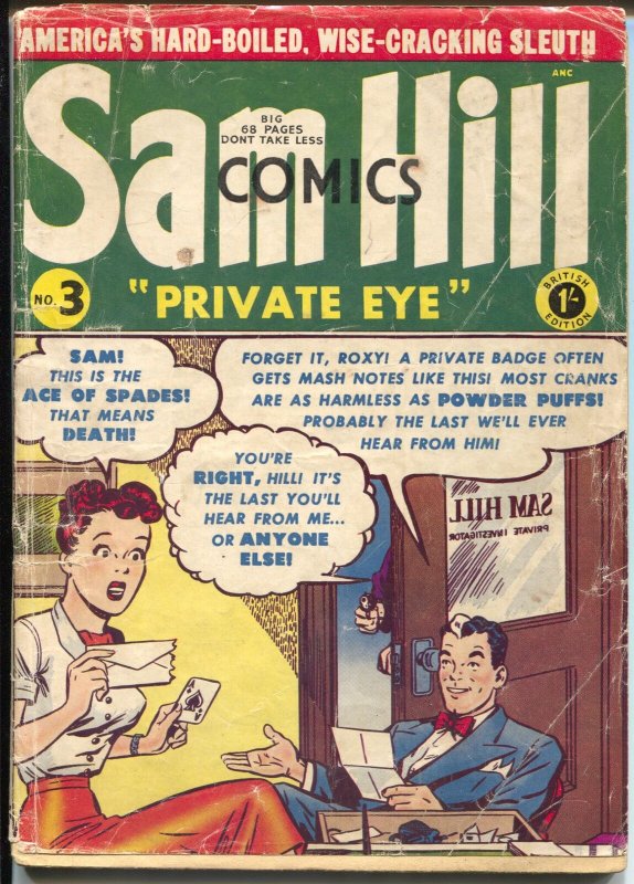 Sam Hill Private Eye #3 1950's-British-reprints pre-code horror-G