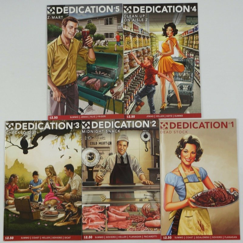 Dedication #1-5 VF/NM complete series - night of the living dead - double take