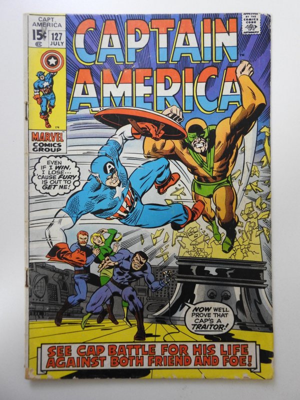 Captain America #127 (1970)GD+ Moisture stain, centerfold detached bottom staple