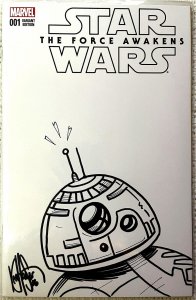 ?~MARVEL~STAR WARS:THE FORCE AWAKENS #1~?~BLANK w/ BB8 SKETCH~SIGNED w/COA~?