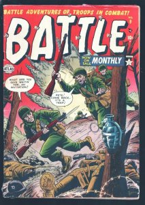 Battle #9 1952-Atlas-Commie hand grenade trap cover-War stories-Jerry Robinso...