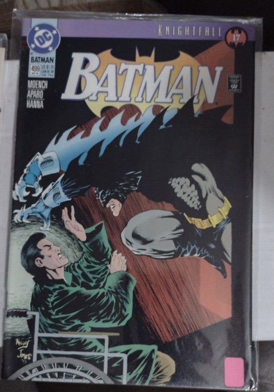 Batman #  499 1993 DC  KNIGHTFALL PT 17  BANE ROBIN bruce wayne crippled
