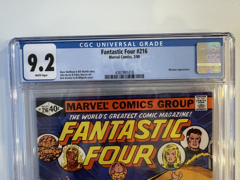 Fantastic Four #216 CGC 9.2 White Pages - Byrne Art Marvel Comics (1980)